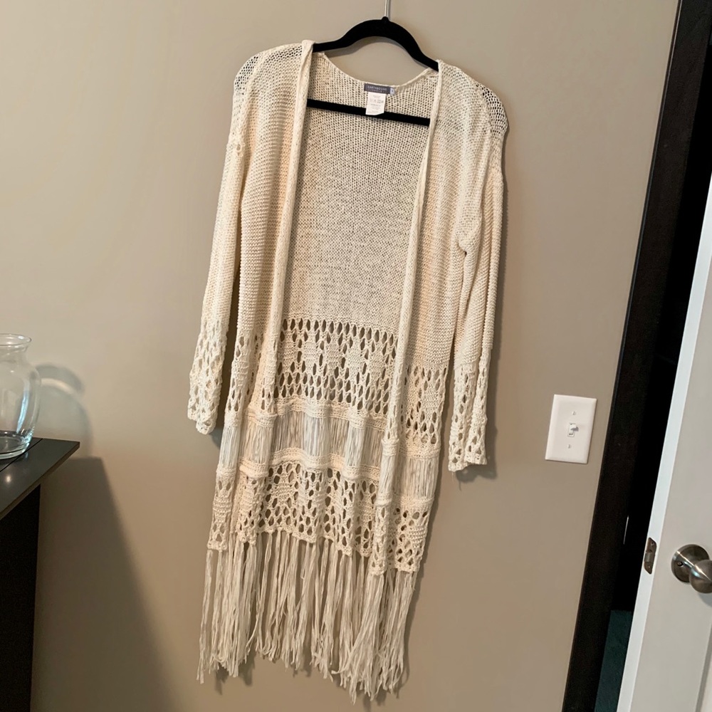 Detailed, Long Fringe Cardigan